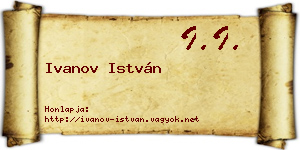 Ivanov István névjegykártya